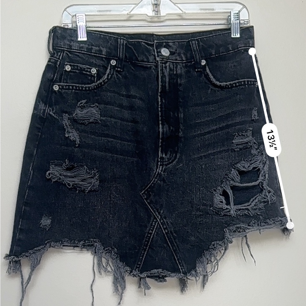 Anthropologie Pilcro Destroyed Denim Mini Skirt Black Size 8 - Picture 12 of 12